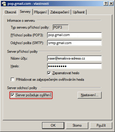 outlook express - požaduje ověření