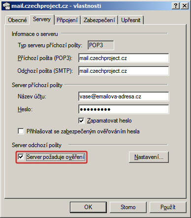 outlook express - požaduje ověření