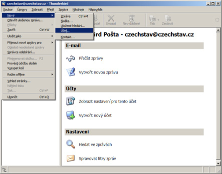 thunderbird - nový účet