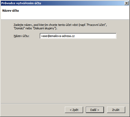 thunderbird - název účtu