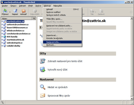 thunderbird - nastavení účtu