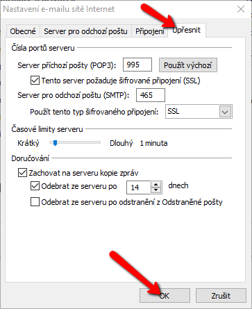 Nastavení SSL - POP3