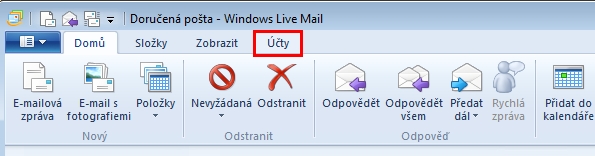 Windows Live Mail - účty
