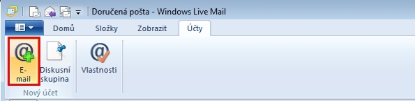 Windows Live Mail - účty - email